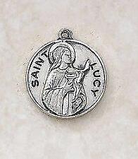 Catholic Patron Saint Lucy Sterling Medal Size .75in H comes with 18in L Chain picture