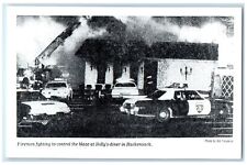 1980 Firemen Fighting To Control Holly's Diner Hackensack New Jersey NJ Postcard picture