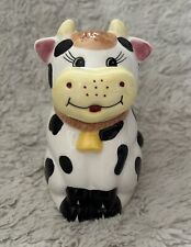 Cute Vintage Houston Harvest Ceramic Cow Sugar Bowl, Black & White Bowl picture