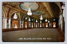 VINTAGE LARGE BALLROOM HOTEL ASTOR, NEW YORK POSTCARD BR picture