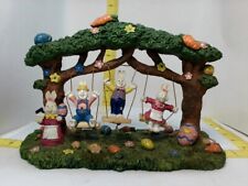 Easter Bunny Family Jubilee Swinging In Trees Sculpture By Jaimy Designs picture