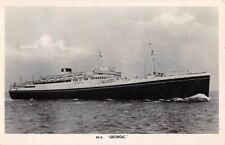 MV GEORGIC AT SEA ~ WHITE STAR SHIP LINE, REAL PHOTO PC ~ used Paquebot 1952 picture
