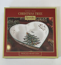 SPODE Christmas Tree Pierced Heart Dish 7.5”  With BoxHostess Gift Nuts Candy picture