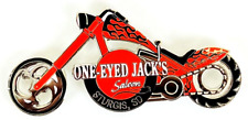 One Eyed Jack's Sturgis SD Red Chopper w/ Flames Motorcycle Biker Metal Pin picture