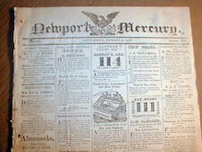 Rare original 1822 Newport Mercury newspaper RHODE ISLAND - 190 years old  picture