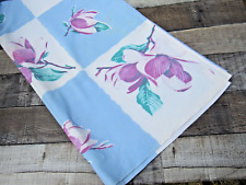 Vintage Cute Print Tablecloth Lt Blue Magnolia Flowers 50x51