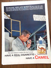1958 Camel Cigarette Ad Baseball  Milwaukee Braves Lew Burdette picture