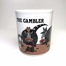 Vintage 80s Armadillo The Gambler Mug Poker Cowboy Western KilnCraft England EUC picture