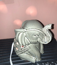 Small Ceramic Gray ELEPHANT Accent Desk Lamp Nightlight Fairy Light Works Great picture