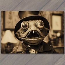 POSTCARD Monster Weird Creepy Eyes Strange Top Hat Nightmare Scary Unusual Retro picture