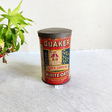 1920 Vintage Quaker Pure Quick Cooking White Oats Advertising Tin Box T729 picture