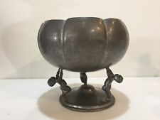 Victorian Era Figural Genuine Pewter 3 Babies Footed Candy Dish Plant Holder picture