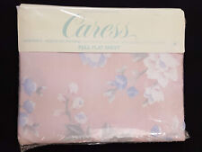 New Vintage Caress Full Flat Sheet Pink With White Flowers Bedroom Decor picture