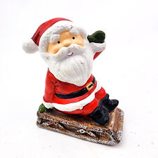 Vintage Ceramic Christmas Santa On Sled Figurine Hand Painted Holiday Decor picture