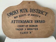 Vintage Boy Scout Smoky Mountain Division Troop 3 Webster TN Wood Sign 20”x14” picture