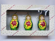 Russian Doll Xmas Ornament Set Of 3 Resin Holiday Girl Figures Dillards Trimming picture