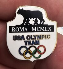 VTG Lapel Pinback USA Olympics Keepsake Summer Roma Italy Multicolor Gold Tone picture