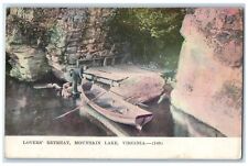 1909 Lover's Retreat Boat Scene Mountain Lake Virginia VA Antique Postcard picture