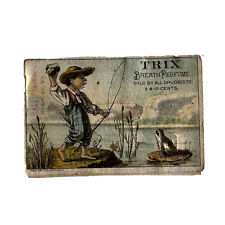 Victorian Advertising Trade Card Trix Breath Perfume Boy Fishing Rock at Frog picture