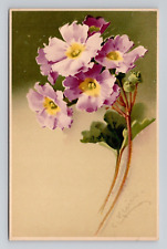 Postcard Catherine Klein a/s Purple Flowers, Meissner Antique A2 picture