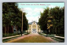 Windsor ON-Ontario Canada, Windsor Avenue & City Hall, Vintage c1907 Postcard picture