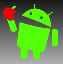 Android Eating an Apple Vinyl Window Sticker Decal - Color picture