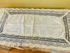Tablecloth Embroidered Rhinestones/ Laces Beige Rectangle 81 x 54 Turkey NEW picture