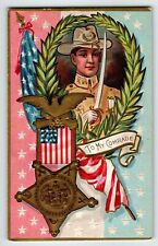 Memorial Decoration Day Postcard Soldier Sword Flag Wreath Eagle Badge Patriotic picture