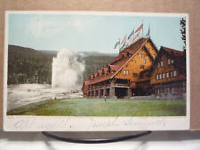 c1905 UDB Postcard - Yellowstone Park, Old Faithful & Hotel built one year prior picture