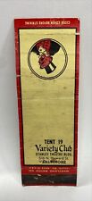 Baltimore, MD Variety Club Tent 19 Stanley Theatre Building Matchbook Cover picture