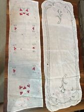 2 Antique Hand Embroidered Table Runners picture