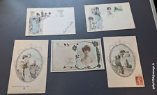 CPA Lot of 5 Antique Women Art Nouveau Deco Postcards picture