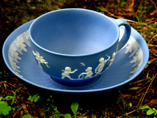 WEDGWOOD 1785/90 LIGHT BLUE JASPER CUP/SAUCER CHILDRENS PLAYING MUSIC & DANCING picture