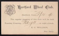 Hartford Wheel Club meeting announcement postal card 1890 CT bicycle club picture
