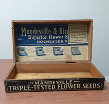 Vintage Wooden MANDEVILLE & KING Store Counter Display Box for Flower Seeds or ? picture