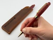 Engraved Wooden Pen Set in Leather Pouch, Custom Pen, Wedding Anniversary Gift picture
