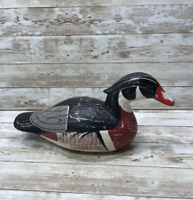 Vintage Hand Carved Hand Painted Wooden 11 1/2” L Wood  Duck Made In Indonesia picture
