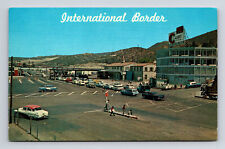 International US Mexico Border 1950s Cars Tijuana Postcard picture