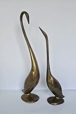 Mid-Century Modern Stylized Cast Brass Herons Animal Sculptures, A Pair picture