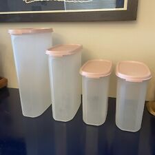 Vintage Tupperware Oval Modular Mates Storage Canisters with Pink Lids picture