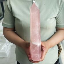 2.3LB Natural Pink Rose Quartz Obelisk Crystal Wand Point Healing TQS9092 picture