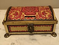 Vintage Large Trinket Box Metal Red ,Gold Made in Germany Frida & Nada See Notes picture