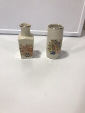 Vintage Japanese Hand painted Miniature Porcelain Vases Set of 2 picture