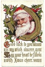 Antique Postcard Embossed Christmas Luck Santa Clause Claus Klaus Xmas St. Nick picture
