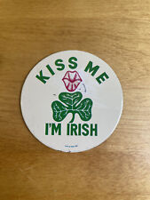 Kiss Me I'm Irish Made In Hong Kong Distressed Vintage Metal Pinback Pin Button picture