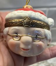 Rare Mrs. Claus TRINKET BOX Christmas  Ornament 2” picture