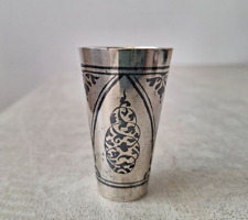 Vintage Russian 875 Niello Shot Glass, Silver Enameled Kubachi Stack, Cup picture