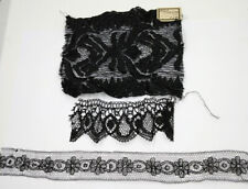 French Black Victorian Funeral Mourning Trim Delicate Real Chantilly Lace Lot picture