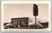 Carl's Fountain & Restaurant Richmond Virginia Diner Old Cars c1940s Postcard picture