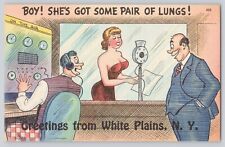 Postcard New York White Plains Comic Music Studio Recording Busty Babe Singer picture